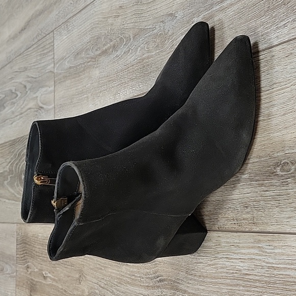 L'Agence Size 37 1/2 (7) Jeanne Block Heel Charcoal Suede Bootie NEW - Picture 1 of 9